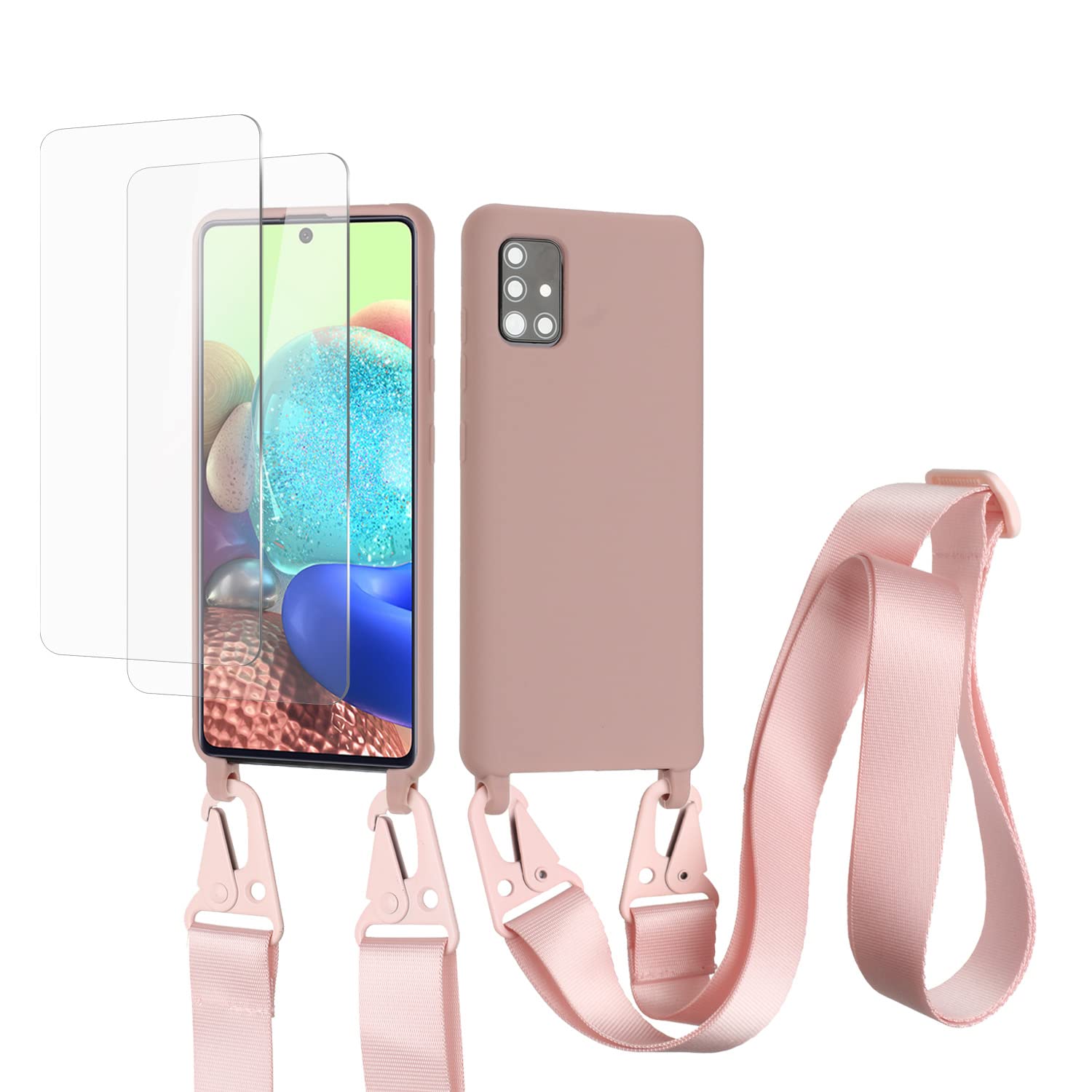 vrupin Funda Compatible con iPhone 13.con (2 x Protector Pantalla)con Cuerda Case con Ajustable Cordón.Silicona Líquida Funda-Loto Color — view 20