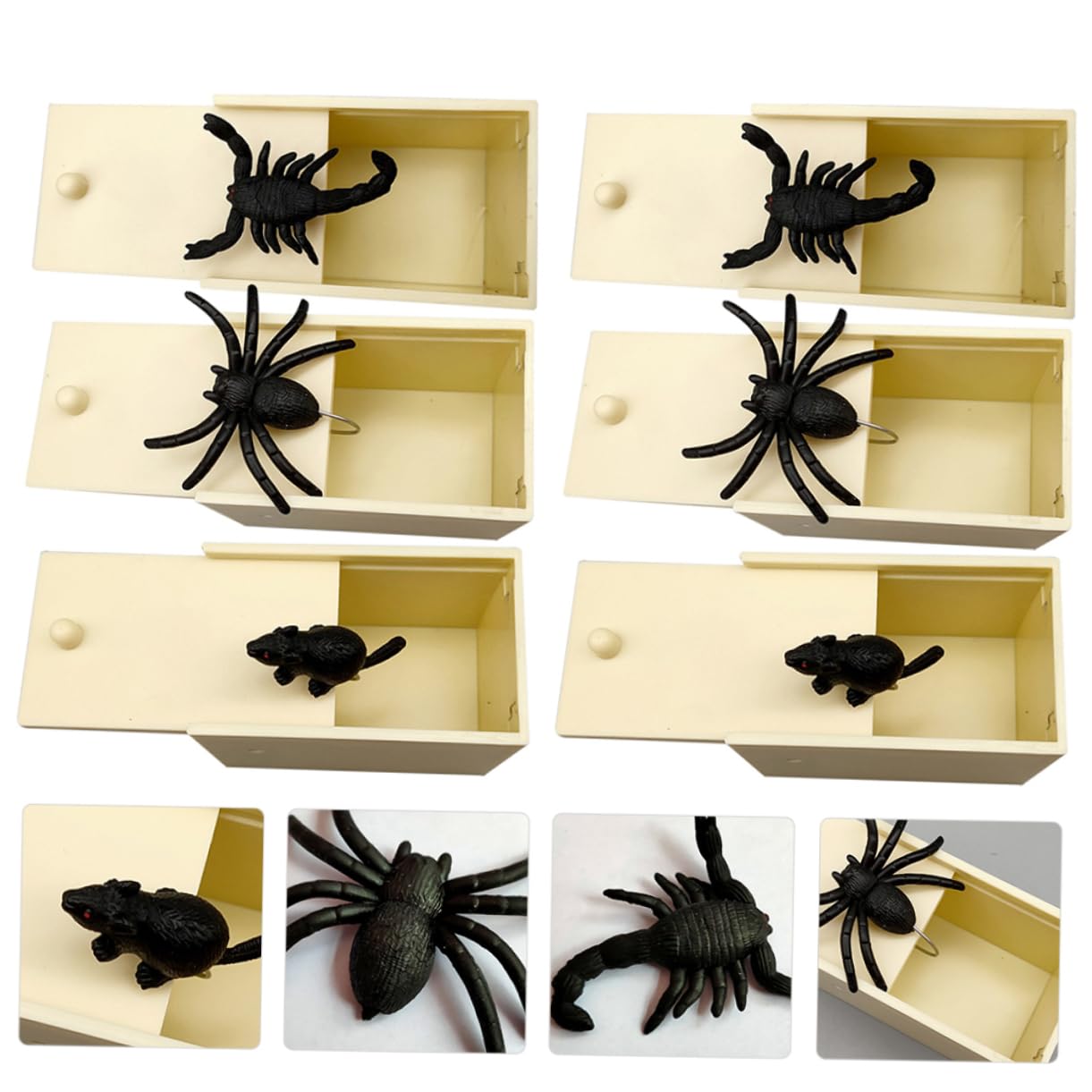 WOONEKY Spaventi per Feste di Halloween: 1 Set di 6 Giocattoli Scherzosi A Forma di Ragno Simulato per Decorazioni Spaventose