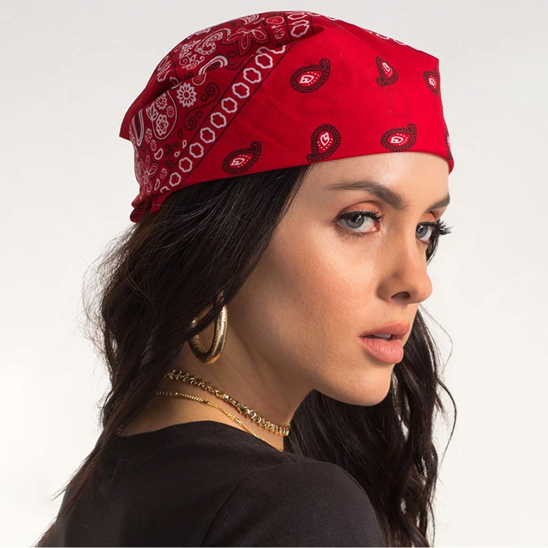 Bandana 100% Algodón Pañuelo Rojo Diseño Paisley