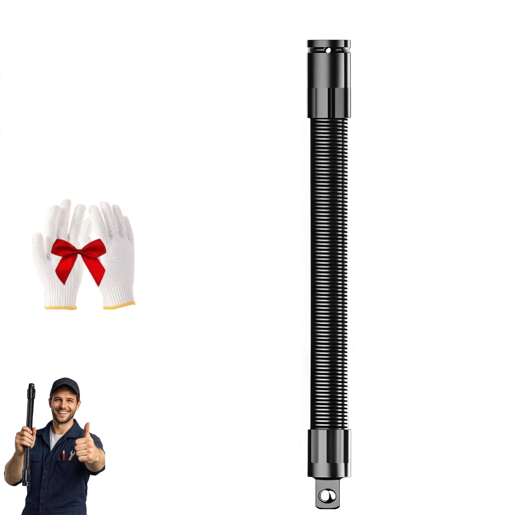 Flexible Socket Extension, Flexible Shaft Extension Extender Torque Socket Ratchet, 360° Flex Reach Extensions Bar for Outlets, Portable Hand Drive Tool for Tight Spaces (1, 9.8inch)