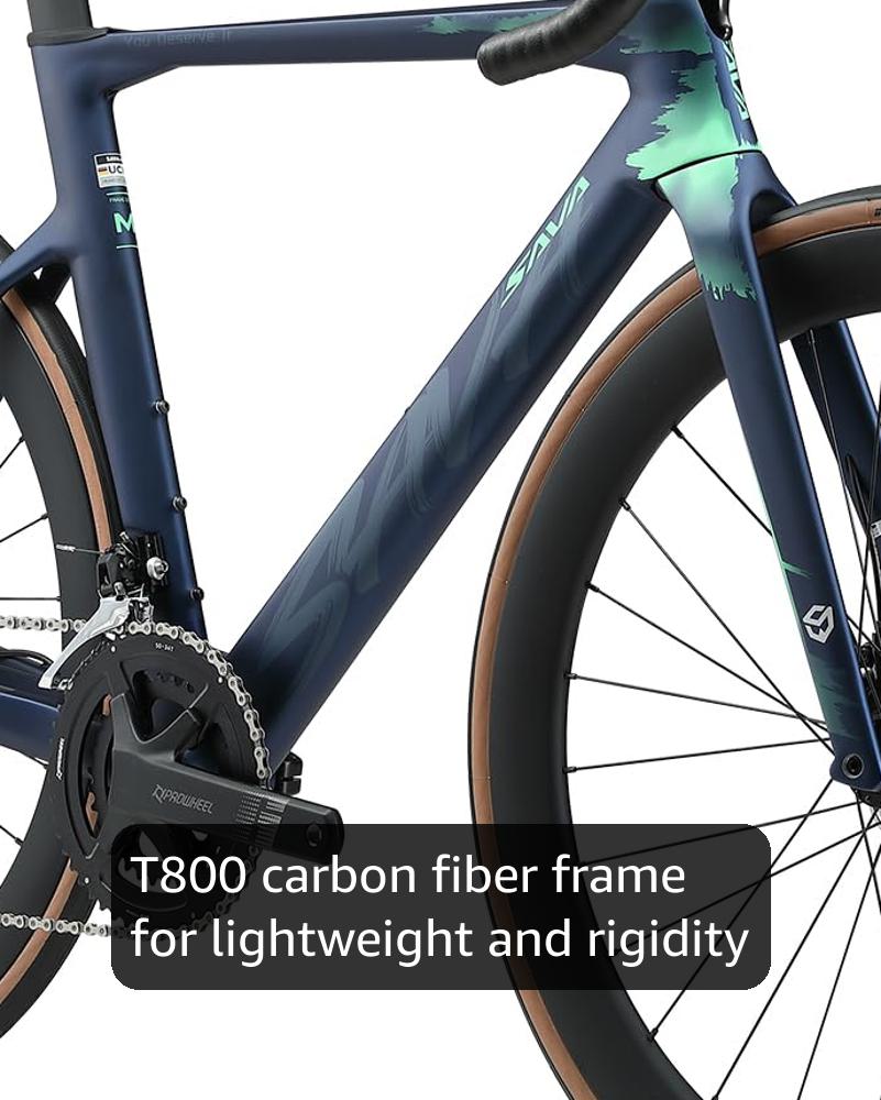 SAVADECK Carbon Fiber Road Bike, Hydraulic Oil Disc Bike with Carbon Fiber Frame and Wheelset, Lightweight Full Carbon Racing Bicycle with Shimano R7120 24S Shift Set for Adults