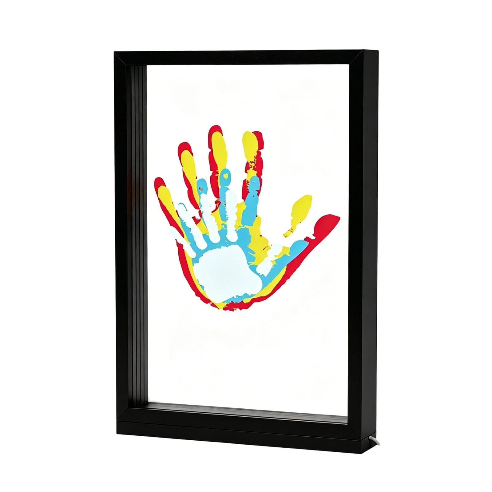 Marco de fotos con luz LED cálida y pantalla alimentada por USB para recuerdos familiares, decoración del hogar, marco de fotos con huella de mano, LED USB