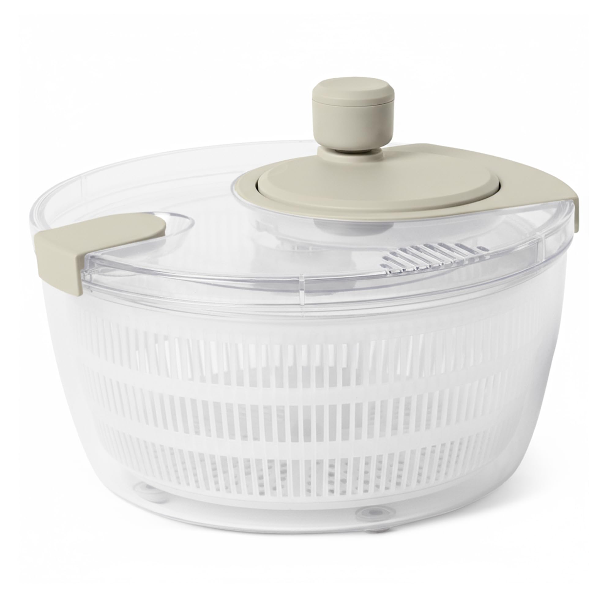 Amazon Basics Centrifuga per Insalata, Senza BPA, 4L, Grigio Lino