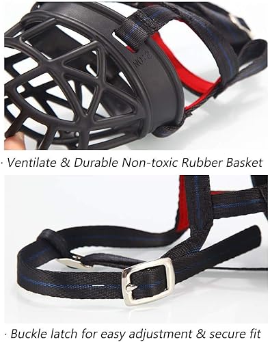 Miniatura 5 de Mayerzon Bozal para perro, cesta de silicona transpirable bozal para perros para antiladridos y antimasticación