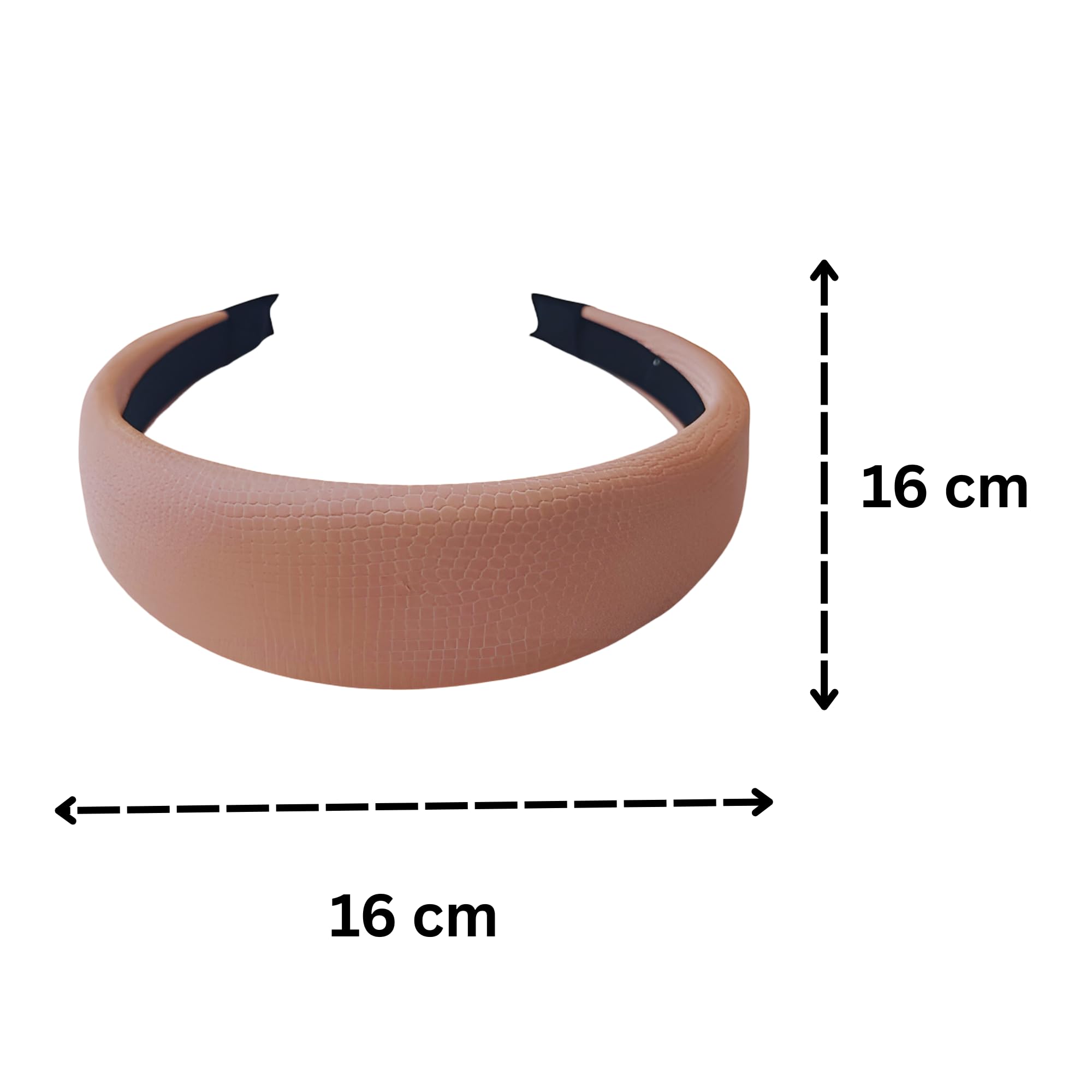 OMID Wide Padded Faux Leather Headband for Women – Textured Blush Nude Hair Accessory with Embossed Croc Pattern – Non-Slip & Comfortable, Fashion Headband for Special Occasions 2