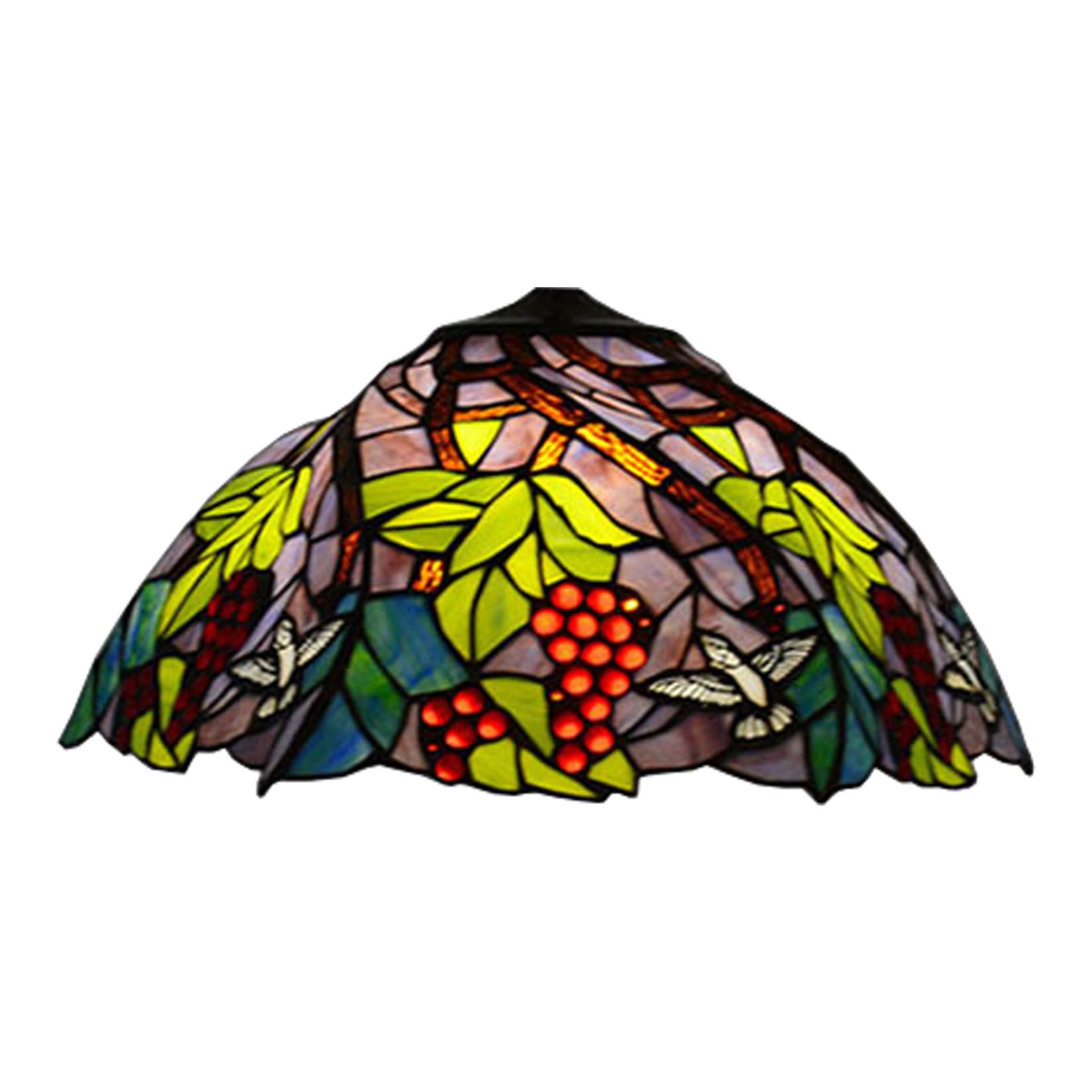 SaryEdge Tiffany Lamp Shade Replacement Only 16X9 Inch Stained Glass Lampshade, Vintage Creative Grape Bird Light Cover for Table Lamps Pendant Lamps Floor Lights Ceiling Fixture，，