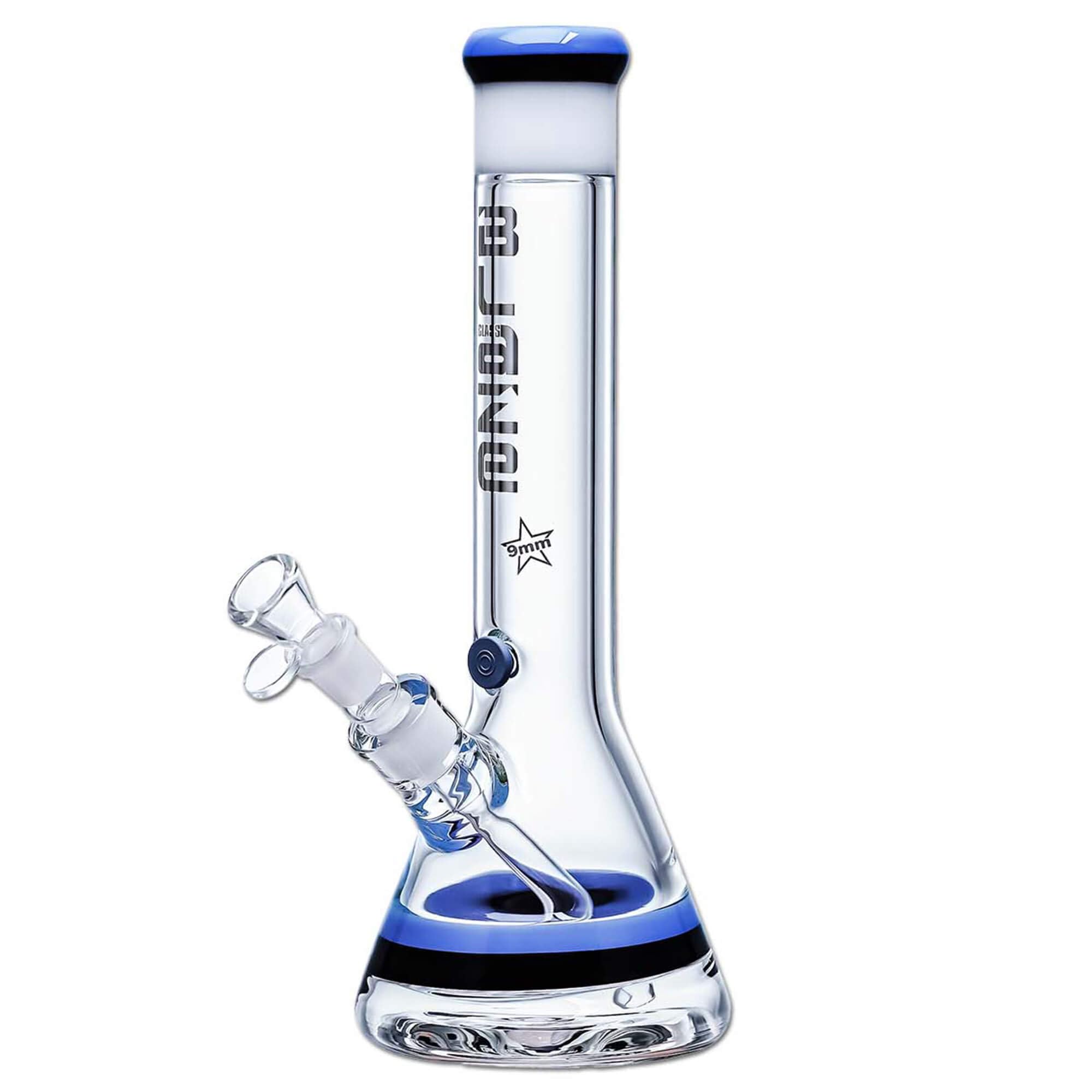 Blaze Kolbenbong Borosilikatglas 9mm - Robuste Beakerbong aus Glas mit Kickloch 35 cm