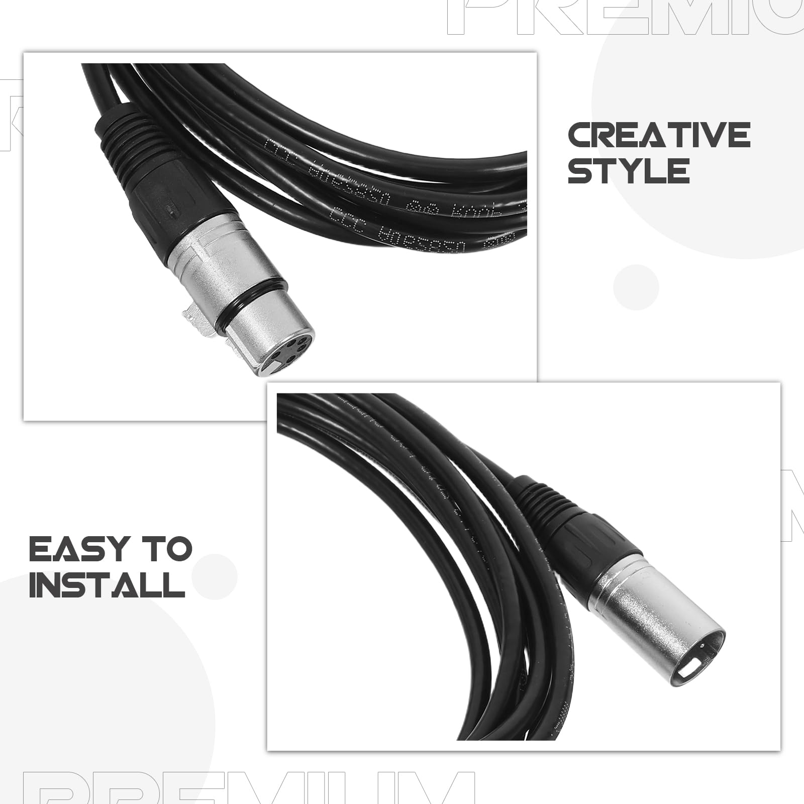 Cavo per microfono XLR maschio-femmina bilanciato per microfono per mixer podcast, illuminazione da palco e registrazione audio professionale, nero