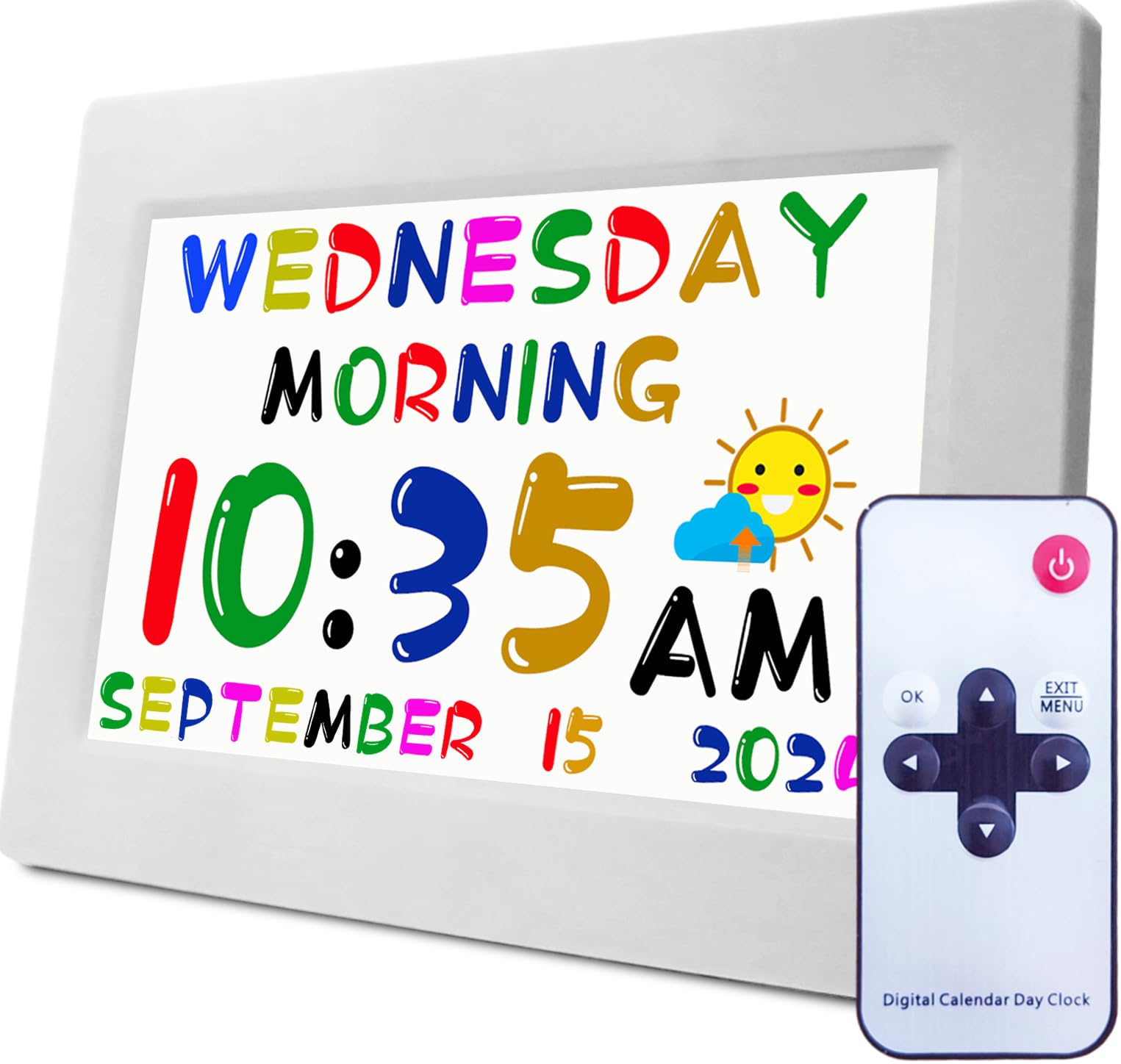V fa Digital Teaching Clock Talking Time 24 Alarms Custom Reminders Checklist to-Do List Auto DST Calendar Display