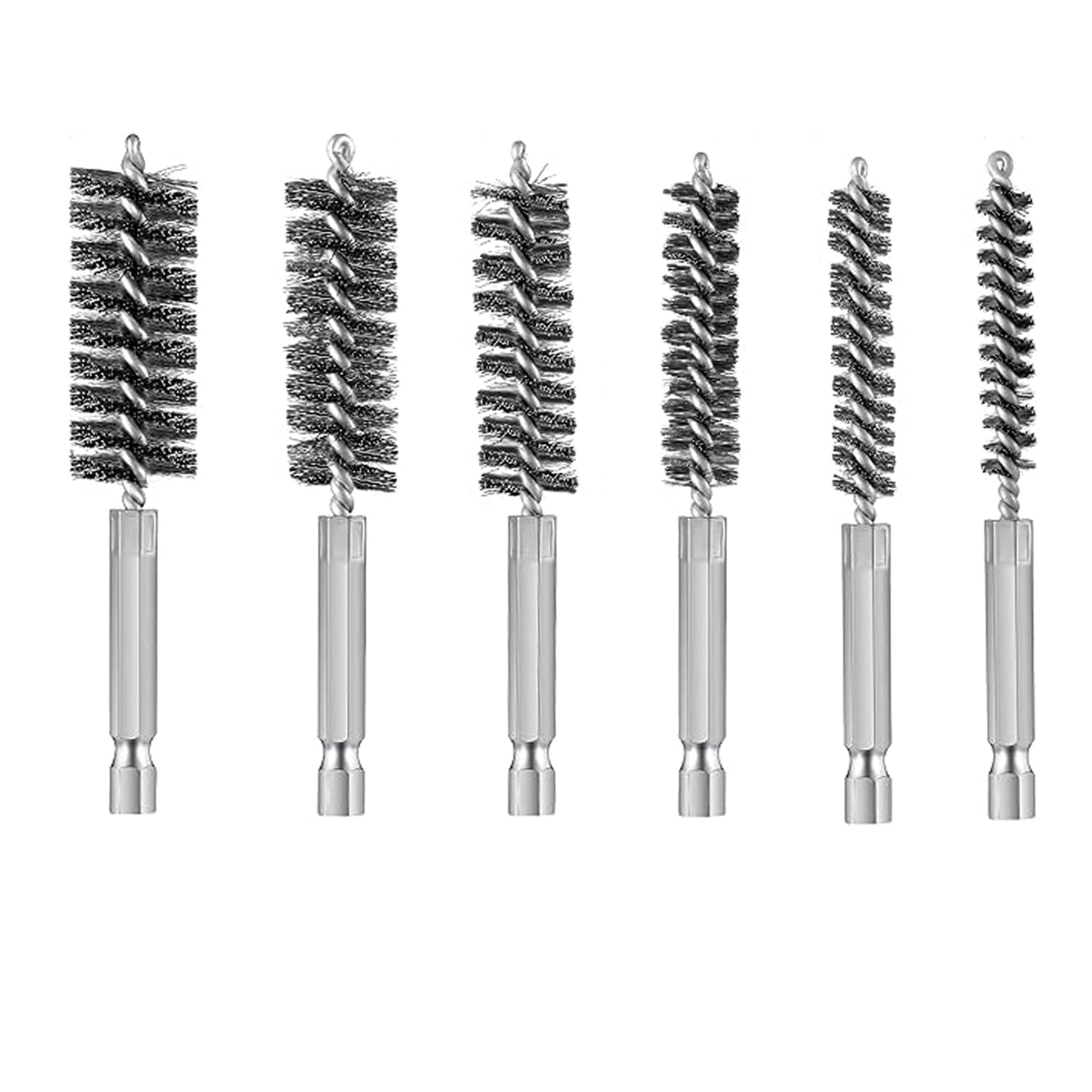 TAODAN 6PCS 304 Stainless Steel Hole Brush Copper Pipe Cleaner Twisted Wire Cleaning Brush Suitable for Drill and Impact Driver and Mould Grinder