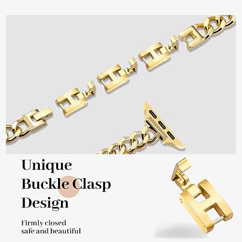 Miniatura 5 de Correa delgada de oro para mujer, femenina y elegante, compatible con Apple Watch de 1.49, 1.57, 1.61, 1.65, 1.73 y 1.77 pulgadas, correa de metal