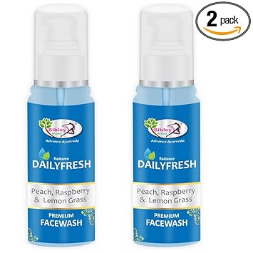 Sibley Beauty Daily Fresh Face Wash (2 x 100 ml) - For Men Women Boys Girls - Oily Normal Dry Combination Skin - Everyday brightening face wash - Peach, Raspberry & Lemon grass oil