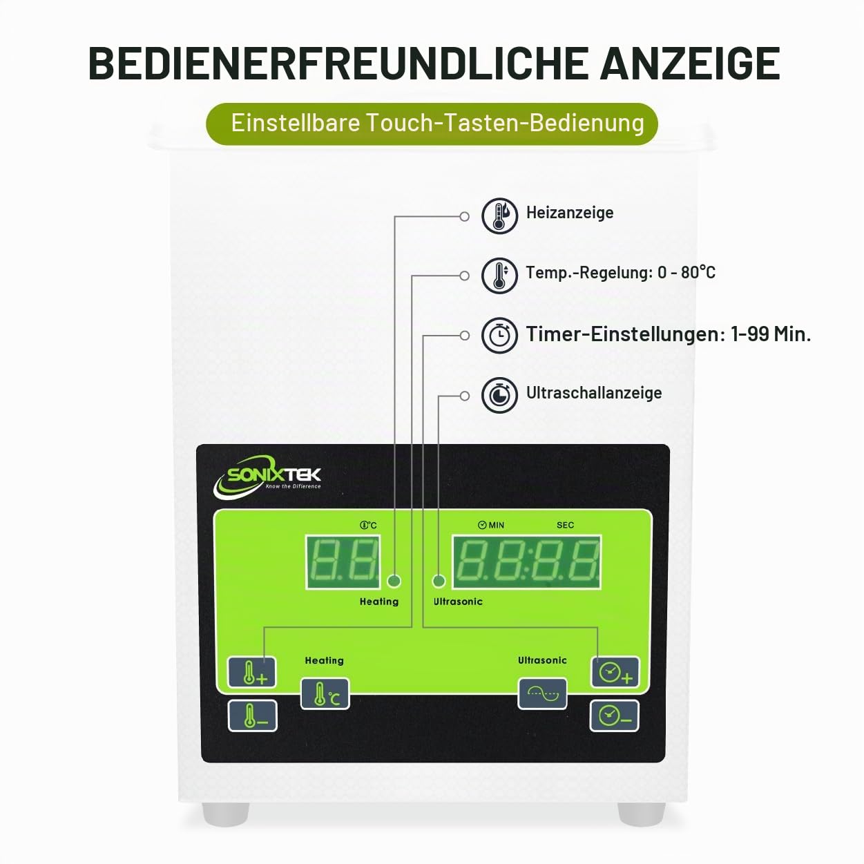 Ultraschallreinigungsgerät 2L Edelstahl Ultraschallreiniger 60W Professionelle Ultraschallreinigung mit 100W Heizleistung für Zahnprothesen Schmuck Brillen Uhren Gläser