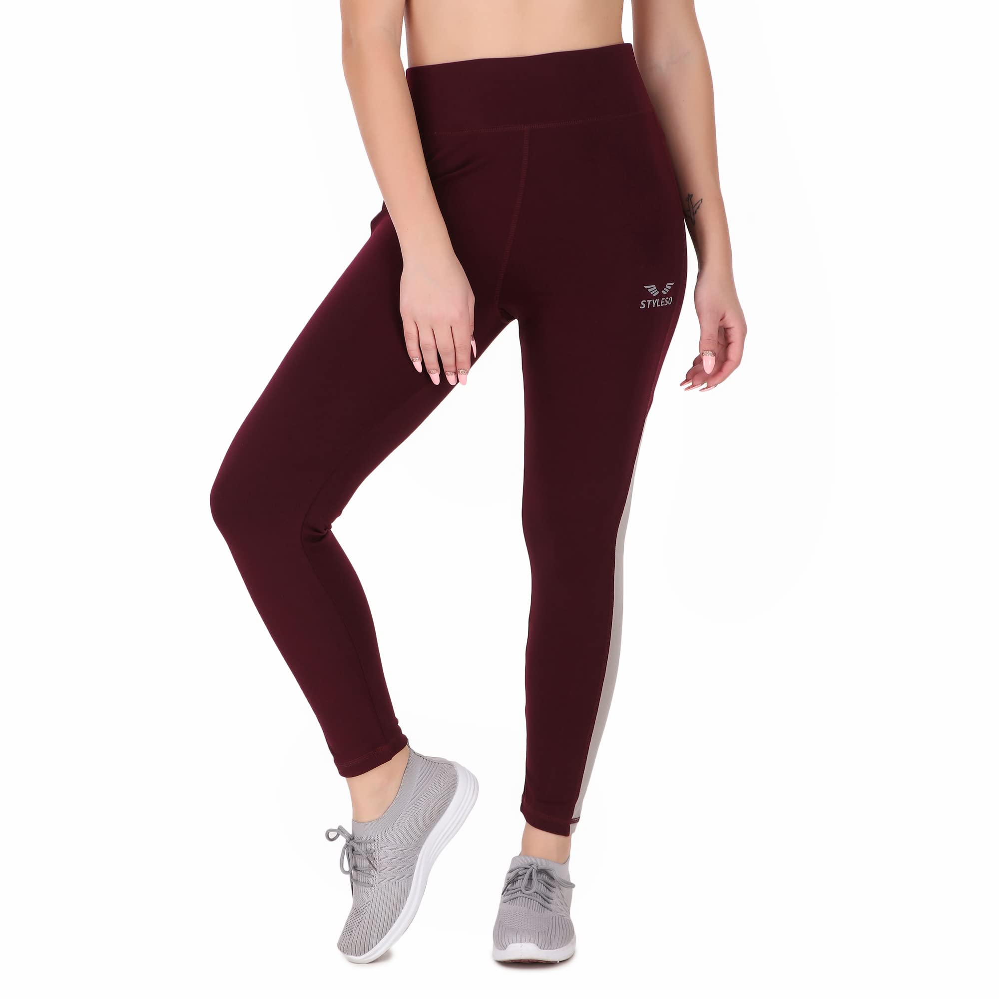 Women’s High Waisted Jeggings Combo | 4-Way Stretch Lycra | Slim Fit Side Stripe | Gym, Workout-image-44