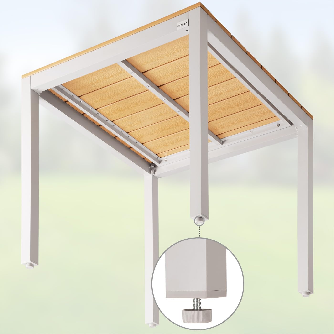 CASARIA® Comedor de Jardín Bern Aluminio Tablero WPC 80x80 Mesa y 4 Sillas Plegables 7 Posiciones Gris
