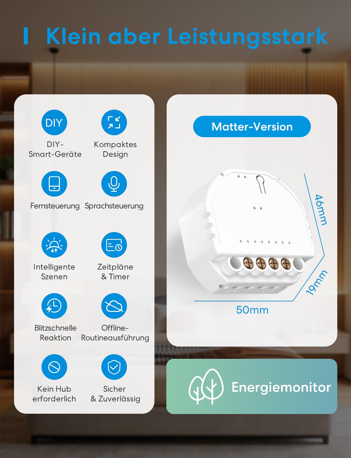 Meross Matter WLAN Schalter Unterputz 4 Stück, Neutral Erforderlich, Lichtsteuerung, Energieverbrauch & Zeitschaltuhr, kompatibel mit HomeKit, Alexa, Google Home und Home Assistant