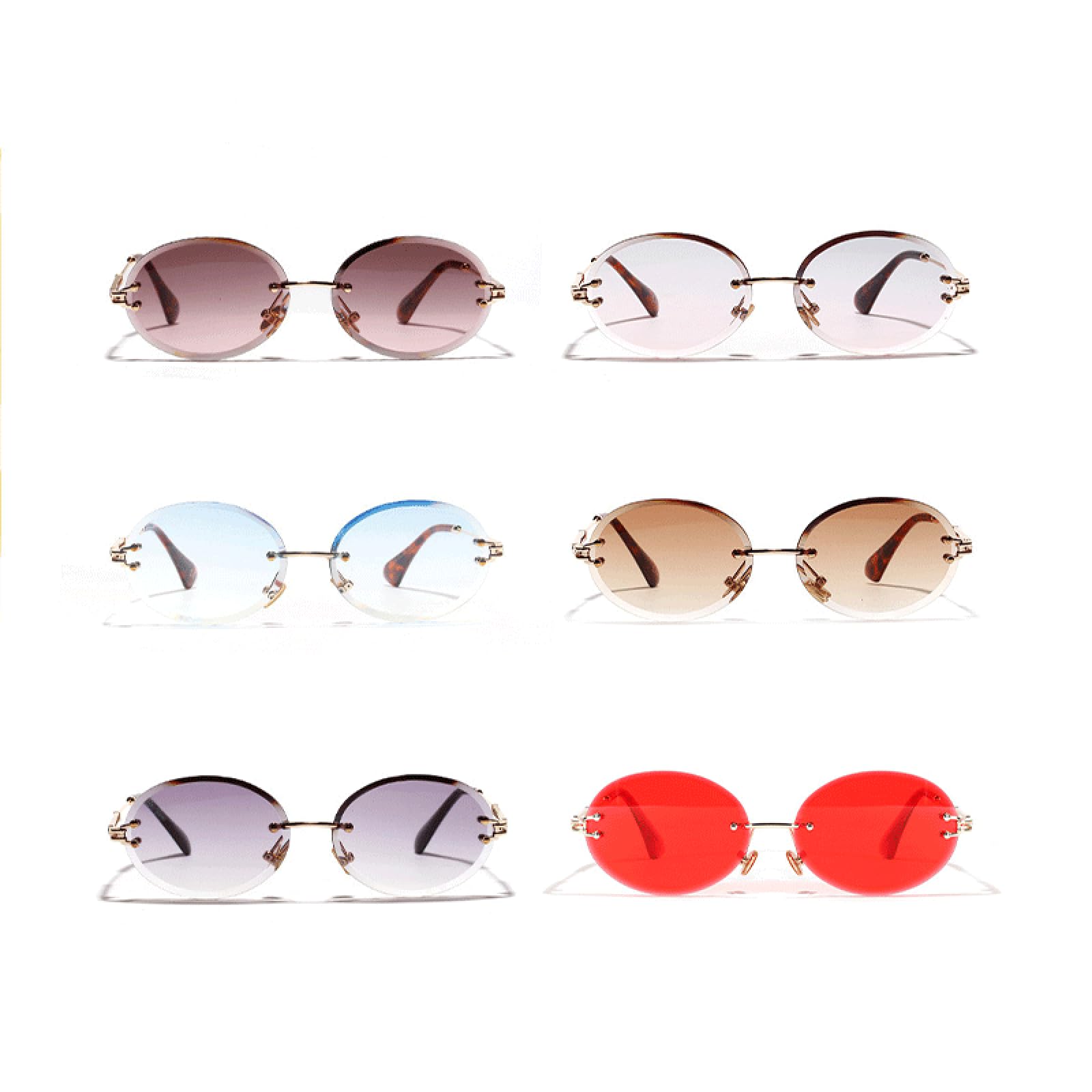 Gafas de sol con protección UV400 | Lentes ovalados degradados de metal | Para mujeres, hombres, deportes al aire libre y conducción