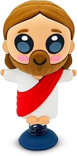 Jesus Dashboard Dancer – Fun Bobblehead of Christ with Open Arms – Religious Car Accessory with Sticky Pad – Cute and Unique Gift for Believers, Christian Drivers & Faithful Friends