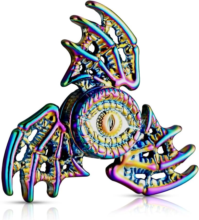 Solid Metal Fidget Spinner Sensory Novelty Hand Finger Spinning Toy Stocking Stuffers Ideas ADD ADHD Stress Relief and Anxiety Relieves Reducer for Kids and Adults - Rainbow