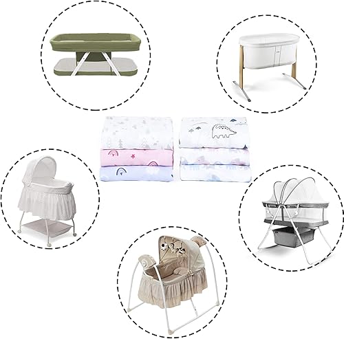 Miniatura 7 de PHF Juego de sábanas suaves para moisés, paquete de 2 sábanas sedosas y transpirables para bebés niños y niñas, ajuste universal para la mayoría de
