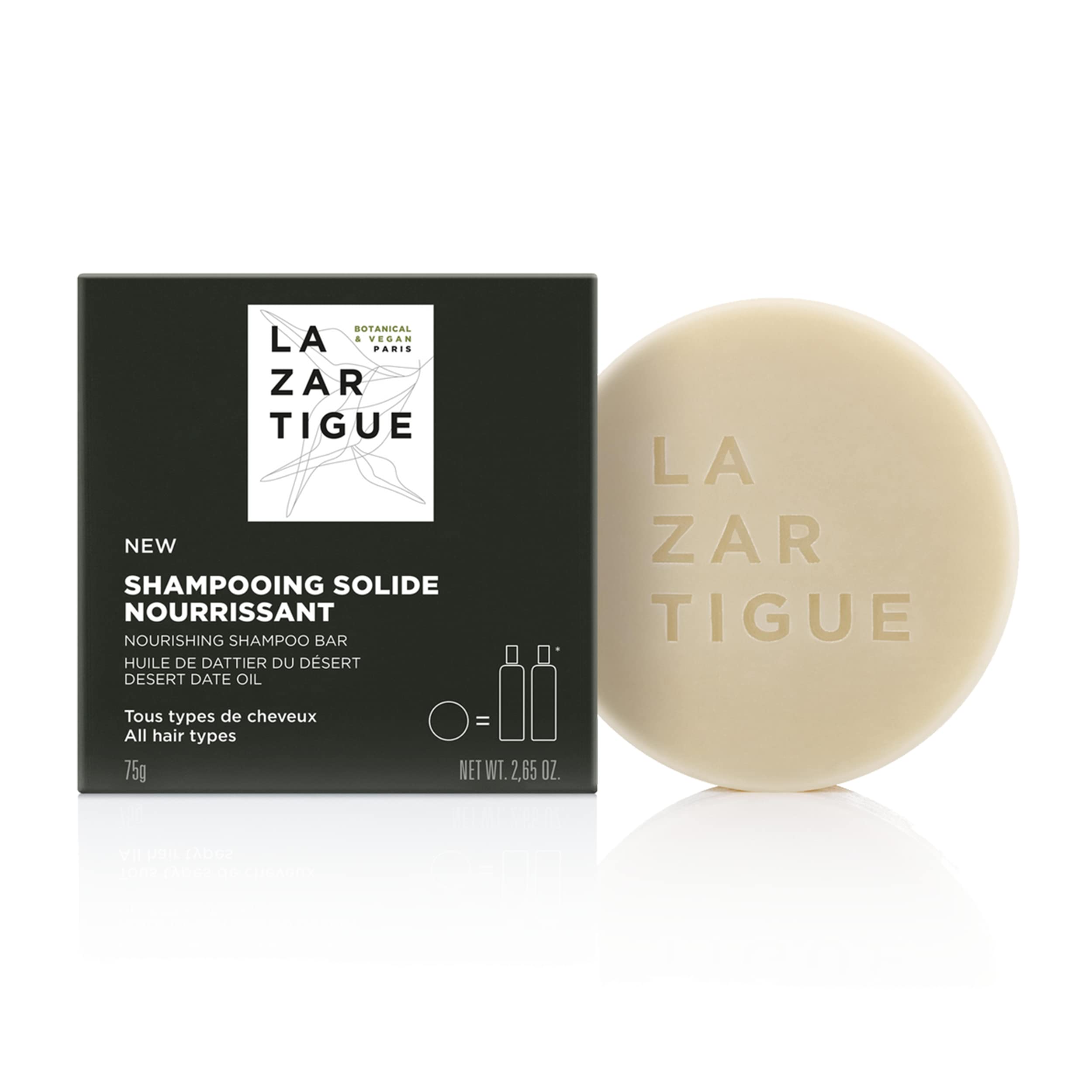 LazartigueNourishing Shampoo Bar | Hydrates & Nourishes All Hair Types. 93% Natural Ingredients. Softens Hair and Restores Suppleness. Vegan, Plastic- Free, Sulfate & Silicone Free, 2.65 Oz.