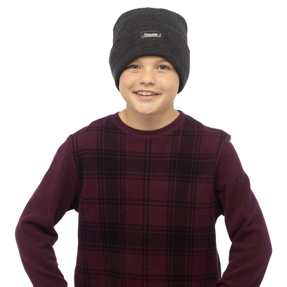 Undercover Boys Grey Lingerie Childrens Girls Heatguard Thermal Genuine Thinsulate Gl232 Beanie Hat With Turn Up 6-9
