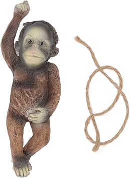 JUOPZKENN Outdoor Statue, Monkey Figurines Monkey Tree Climbing Resins Craft Statue Decoration, Exquisite Carving Resins Brown Hanging Monkey Sculptures for Trees Gardens Decoration