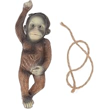 Jeanoko Baby Monkey Hanging Statue, Exquisite Carving Sculptures Swing Garden Tree Ornament Indoor Outdoor Decor for Lawn Yard Patio Porch