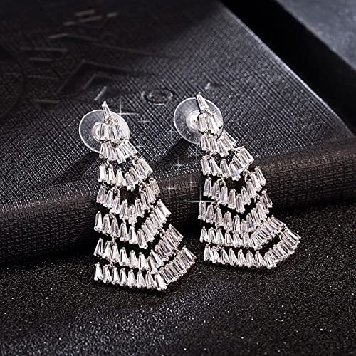 Pendientes mujer que cuelguen triángulo de circonitas el regalo ideal de oro 3