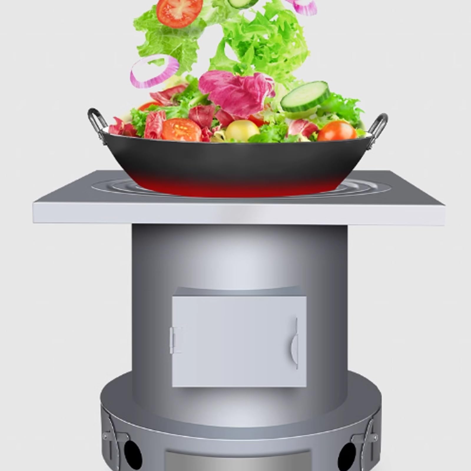 Stufa a Legna con Forno e Canna Fumaria Stufe a Legna da Interno con Ruote Fornello da Campeggio per Tendas per Riscaldamento, Cucina e Campeggio(50 * 50 * 57cm)