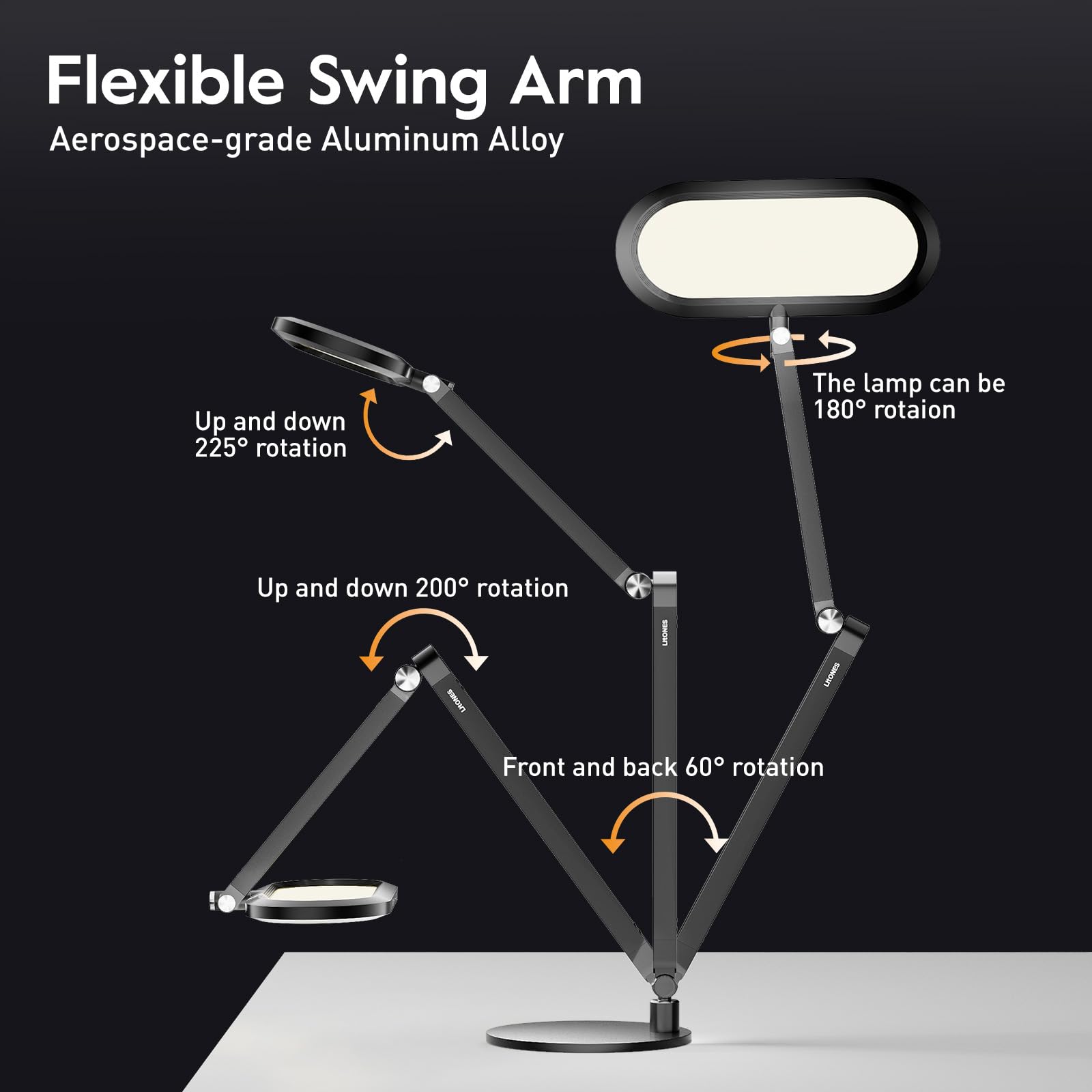 LitONES Lámpara De Escritorio LED De Para Oficina En Casa, Luz De Doble Cara Con Control Remoto, Atenuación Continua Y Color, Memoria, Lámpara De Mesa De Metal Para Zoom, Estudio