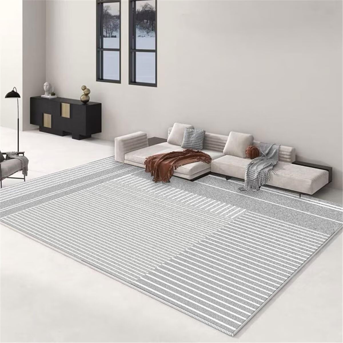Tapis de sol design moderne gris 80x200cm aux finitions soignées