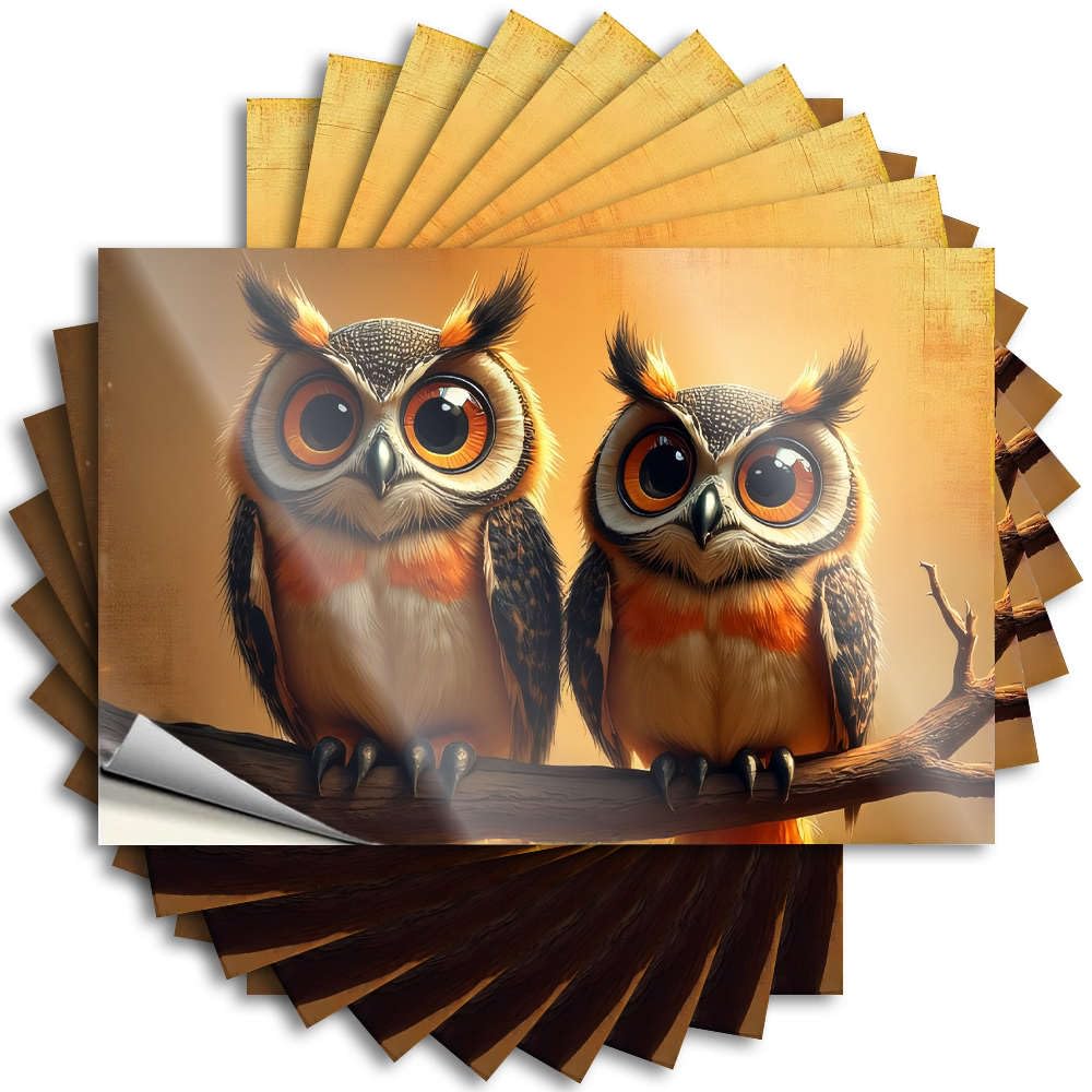 Two Wise Owls Perched On A Branch. Funny Girl DIY | Winter Funny Sticker Laptop Removable Vinyl Sticker Decal(12X18CM)