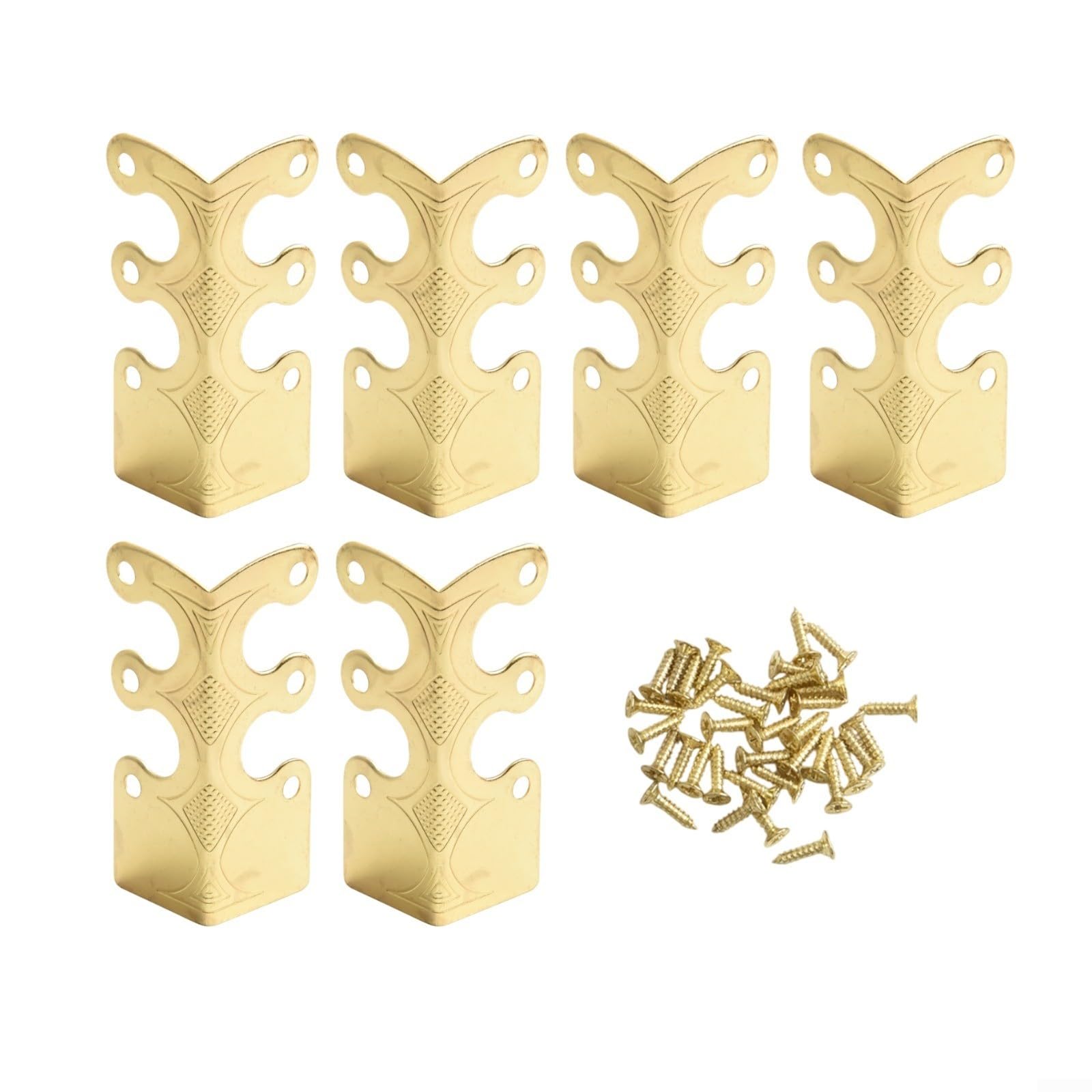 Puupaa Vintage Metal Corner Protectors Set of 6, Baseboard Corner Protectors for Home & Office - Iron Decorative Furniture Edging - Easy Install Corner Shields(Gold)