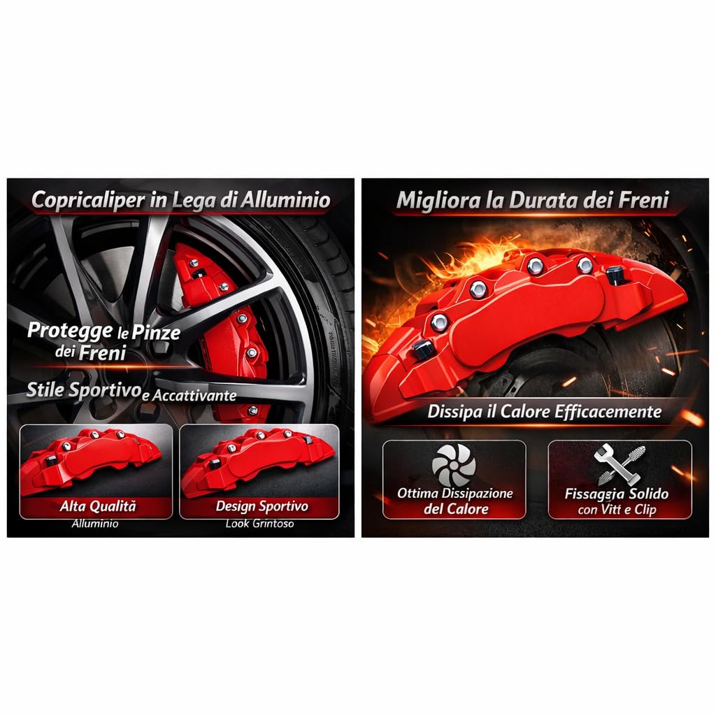 Aramox Coprimozzi in Alluminio, Set di 4 Pezzi per Ruote 18 e 19 Pollici, Accessorio Sportivo e Decorativo per Auto, Colore Rosso