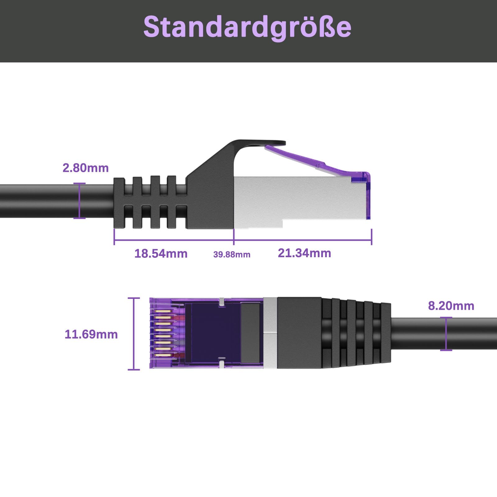 FGB Câble patch 10 Gbit/s 0,5 m x 20, câble réseau RJ45 CAT 7 - Noir | Câble Ethernet SFTP PIMF en cuivre - 50 cm - Organisation d'armoire réseau - Câble LAN DSL court CAT7 CAT6 CAT5