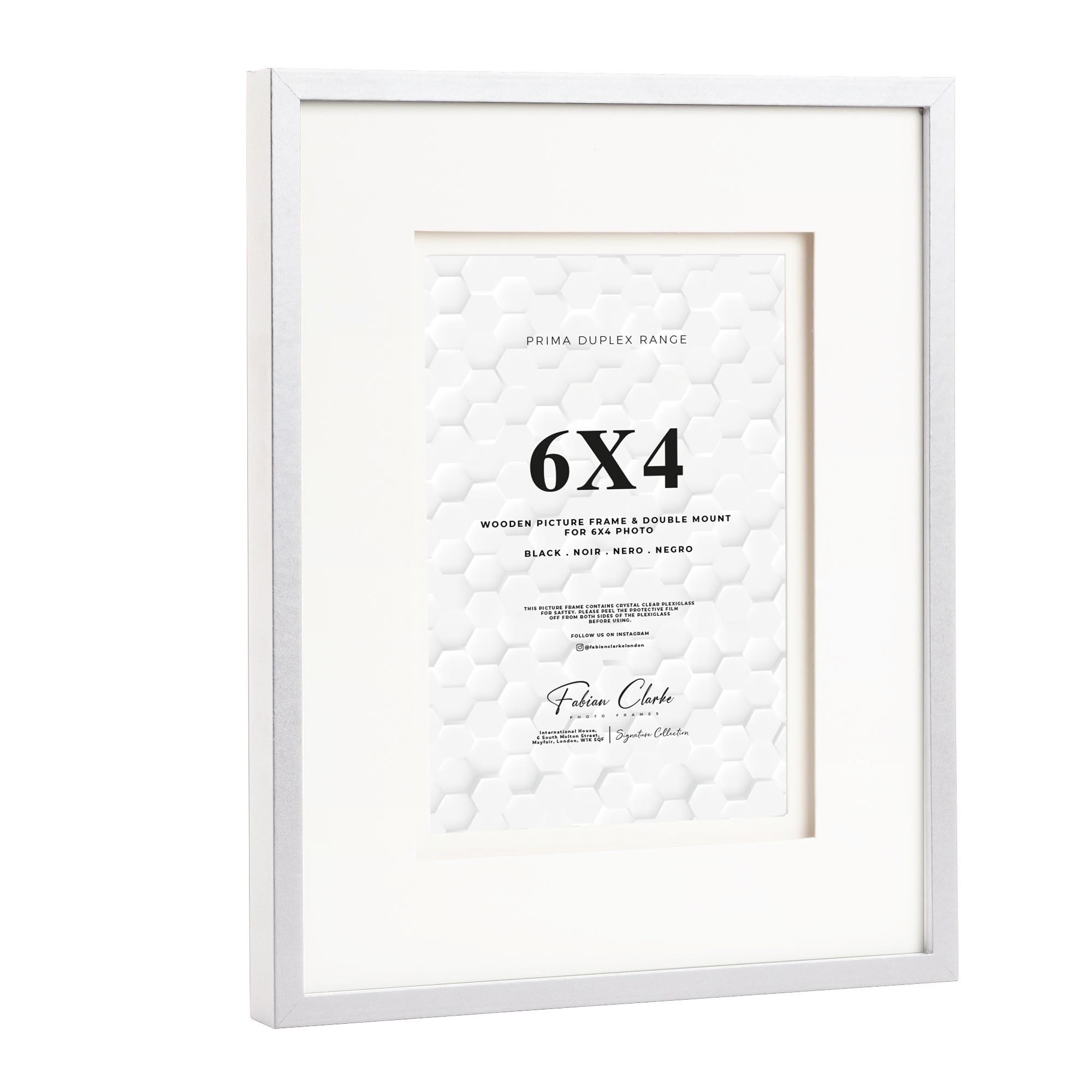 Fabian Clarke London White Fabian Clarke London® 6X4 Wooden Picture Photo Frame With Off Double Mount To Hang Portrait Or Landscape For 6X4 Photo