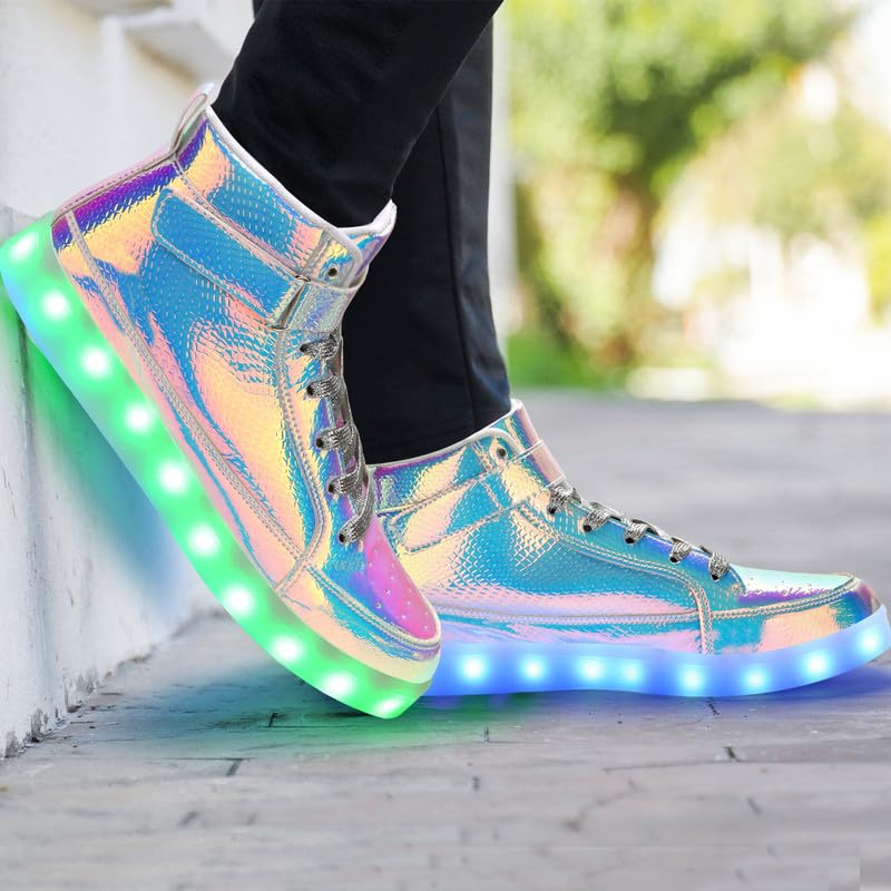 Padgene Women's Men's LED Lights Up Shoes Unisex Luminous Flashing Trainers USB Charging Lace Up Couples Dancing Shoes2