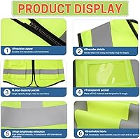 Vista 2 de Chaleco de seguridad reflectante de alta visibilidad, personaliza tu texto en el chaleco de trabajo (amarillo/azul, L)