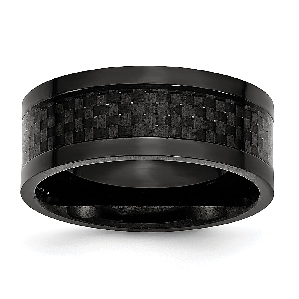 ICE CARATSICE CARATS Titanium 9mm Black Plated Carbon Fiber Inlay Wedding Ring Band Size 8.00 Type of Fashion Jewelry Gifts for Women