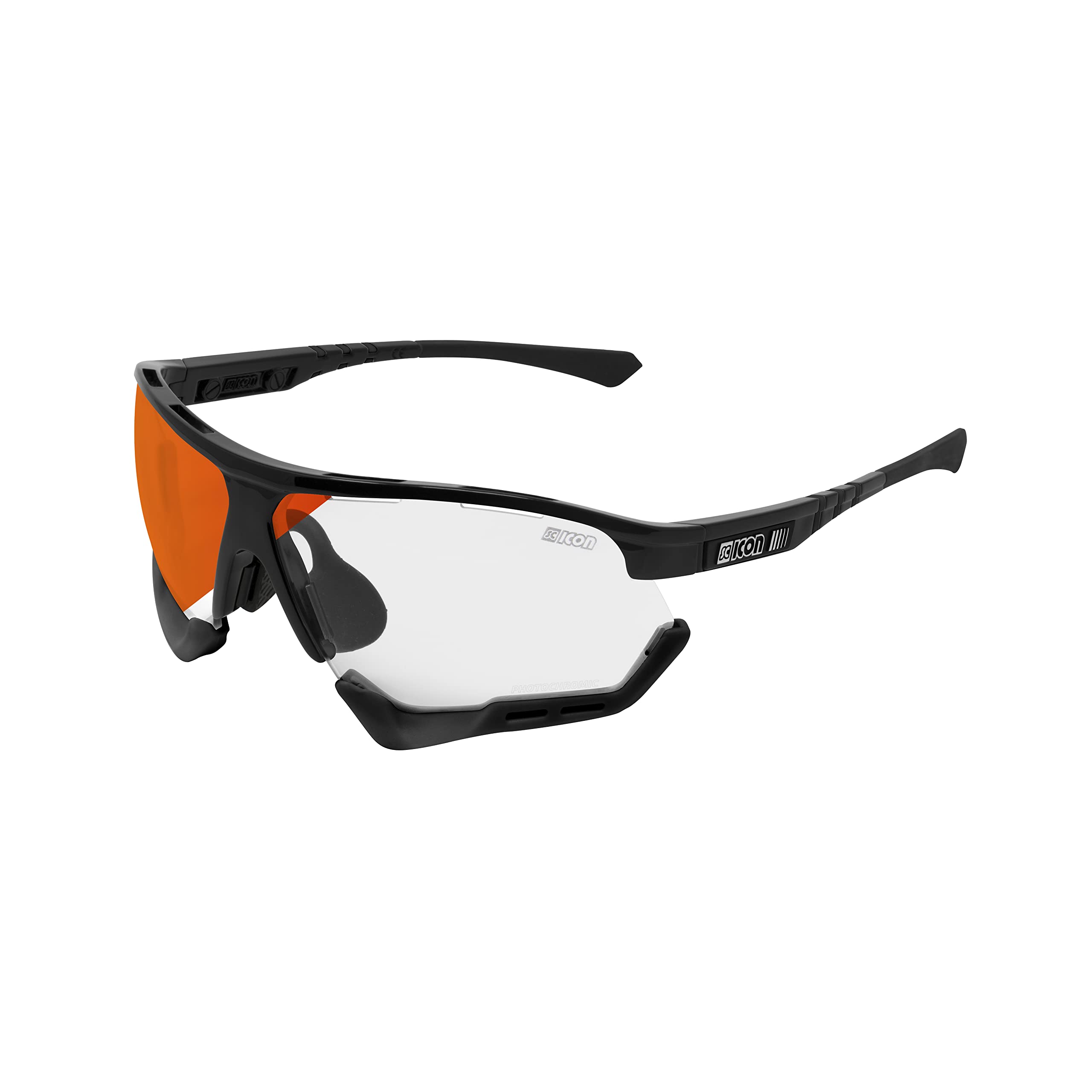 SCICON Deportes Unisex Aerocomfort SCN-XT Fotocromático - XL Gafas de sol de rendimiento deportivo (negro brillante/azul fotocromático)