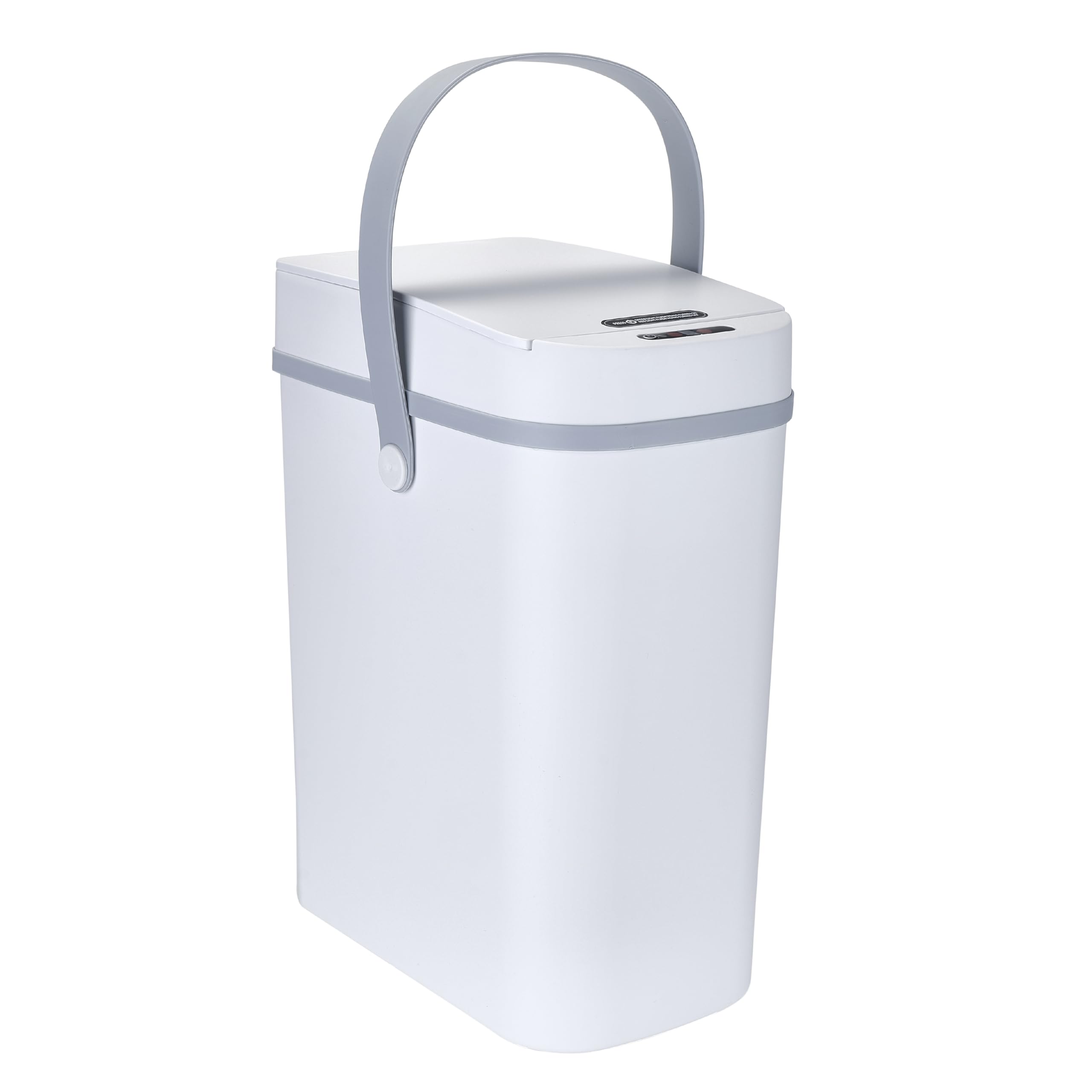 Touchless Automatic 2.6 Gallon Trash Can with Lid and Convenient Handle - Waterproof Motion Sensor Garbage Bin for Bathroom, Kitchen, Office - 10L Gallon Capacity Sleek Design - White