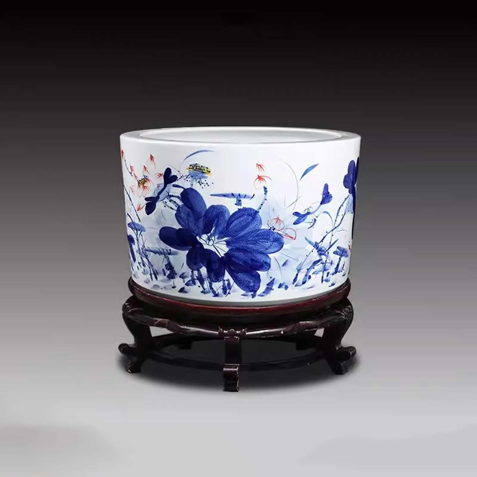 Akwarium ceramiczne akwarium, Jingdezhen, ceramiczny zbiornik na karmę dla żółwi, do użytku na zewnątrz, do ogrodu, na taras, dekoracyjne akwarium, dekoracja salonu, dekoracja biurka, akwarium, zestaw