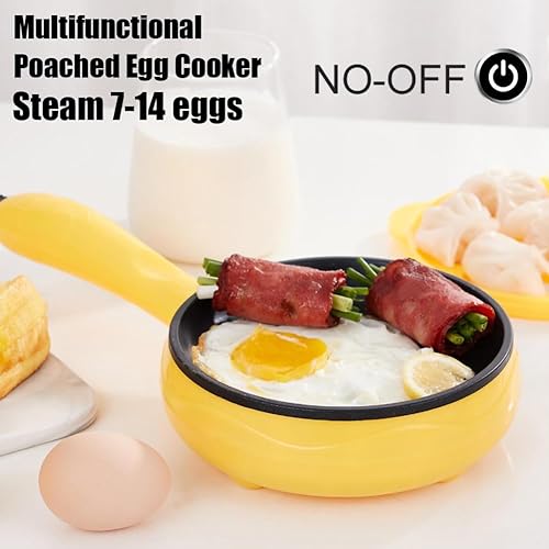 Miniatura 2 de KALWEL, Cocedor de huevos, hervir al vapor y freír en uno, caldera de huevos, olla de huevos hervidos, olla multifunción para huevos, con accesorios