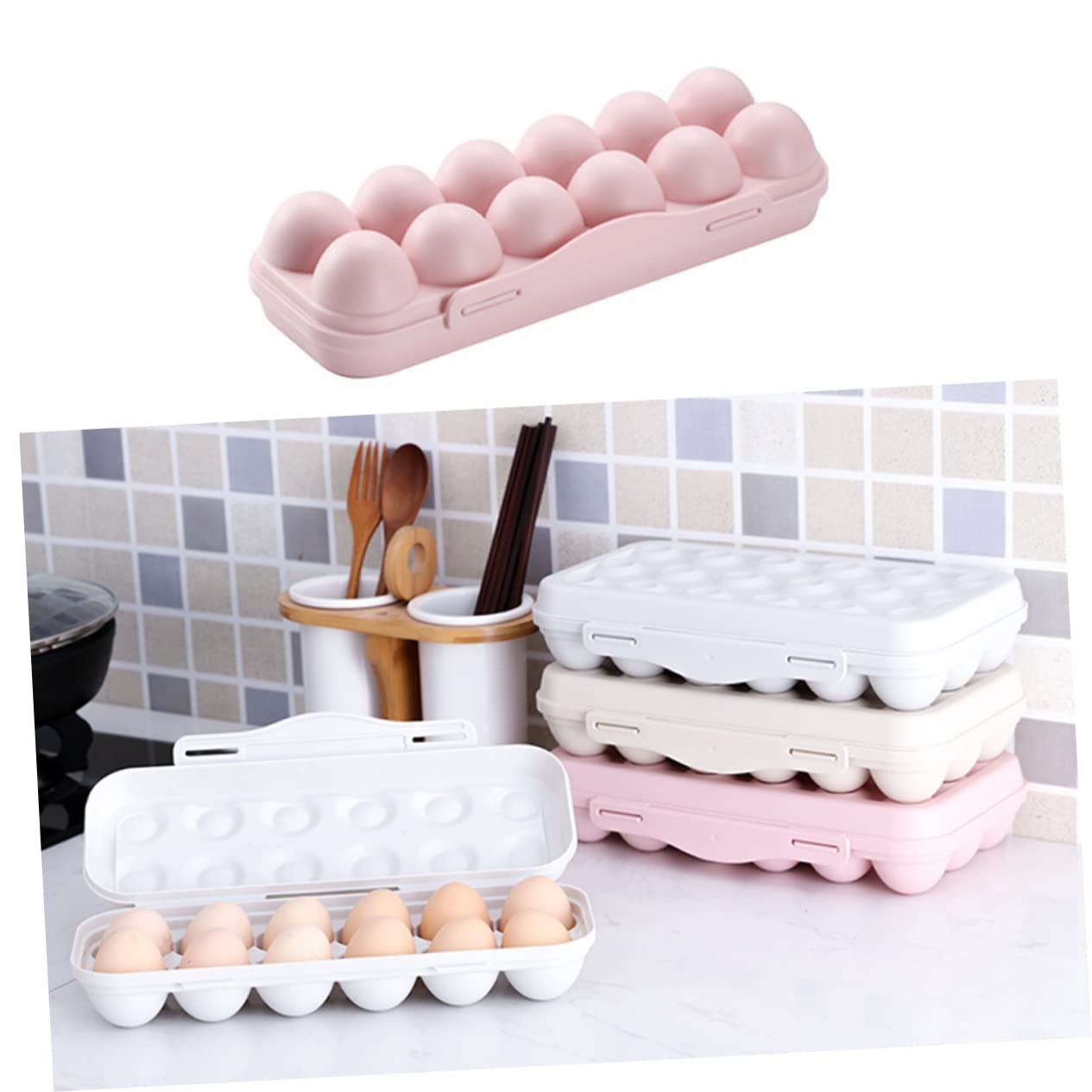 BESTonZON 2 Piezas 18 Cajas De Almacenamiento con Tapas Contenedor De del Refrigerador Organizador De Porta con Tapa Huevera De Despensa Bandeja De Superpuesto