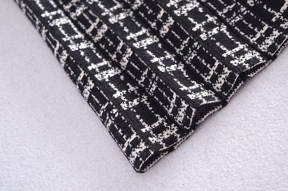 Faldas para Mujer Reino Unido,Falda De Invierno A Cuadros Cintura Elástica Onda Falda Plisada De Talle Alto De Punto Negro Faldas Plisadas Midi Acampanadas para(Coffee)