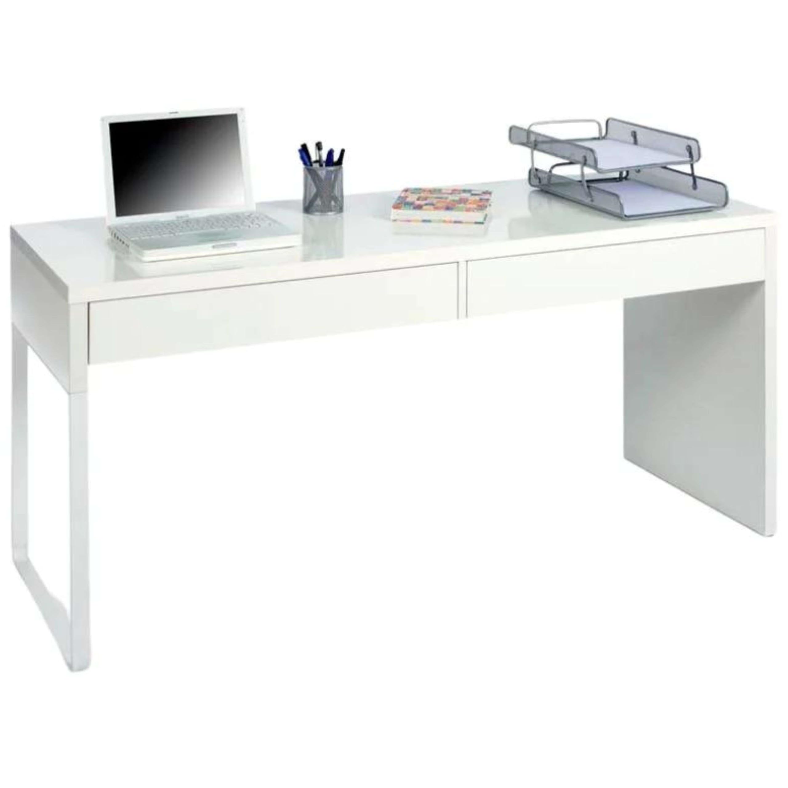 Habitdesign Mesa Escritorio con 2 Cajones, Mesa de Despacho, Mesa de Oficina, Modelo Touch, Color Blanco Artik, Medidas: 138 cm (Ancho) x 50 cm (Fondo) x 75 cm (Alto)