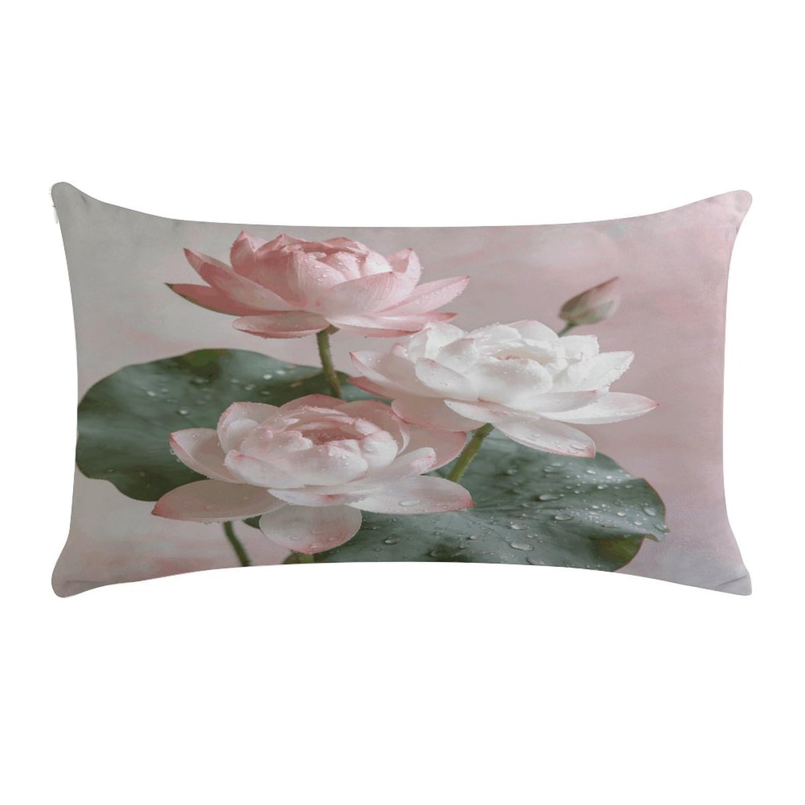 Fodpand Style Lotus Floral Pillow Cases Set Of 1 Extra Soft Pillow Protectors With Hidden Zipper Perfect For Hotels, Guest Rooms,Bedroom 12X20 Inches Pillows Not Included