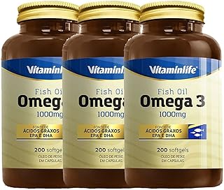 Kit com 3 - Omega 3 1000mg - 200 cápsulas - VitaminLife