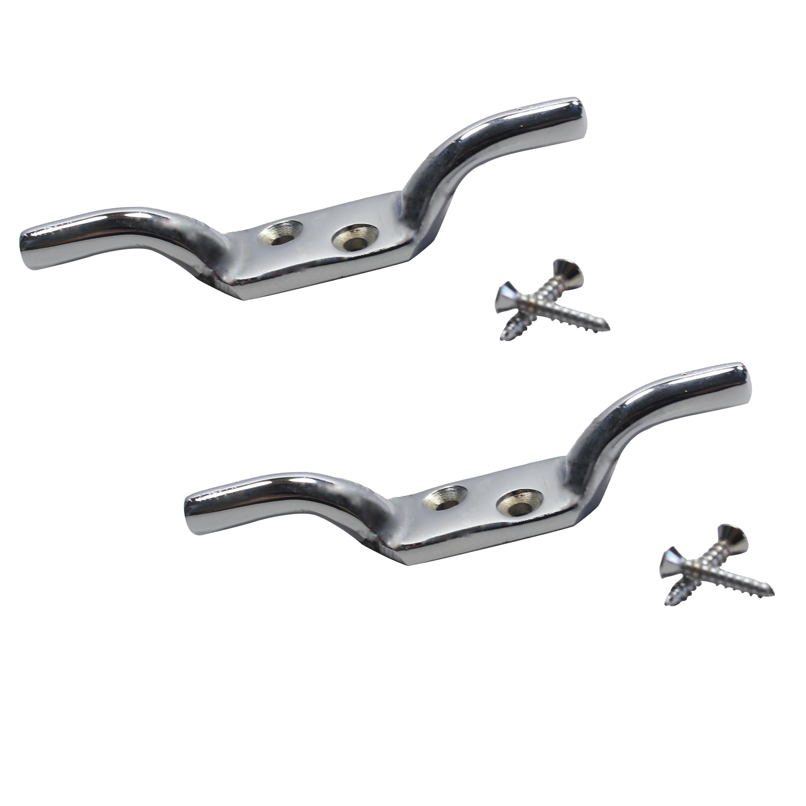 SUL SUL100mm Heavy Duty Chrome Plated Rope Cord Cleat Hooks with Screws (4 Inch). Ideal for Flagpole, Trailer Rope, Tiebacks, Roman Blind Cord, Washing Lines — image 1